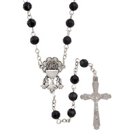 Black Faceted Bead First Communion Rosary Autom D1129