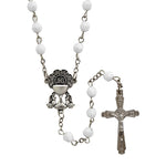 White Faceted Bead First Communion Rosary D1130 Autom