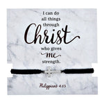 I Can Do All Things Through Christ Adjustable Bracelet with Card Autom D1279