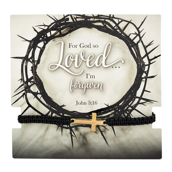 For God So Loved...I Am Forgiven Cord Bracelet with Card John 3:16 Autom D2010