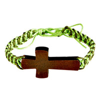 Adjustable Wood Cross Cord Bracelet Threads of Faith