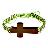 Adjustable Wood Cross Cord Bracelet Threads of Faith