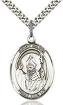 Sterling Silver St. David of Wales Patron Oval Medal Pendant Necklace by Bliss