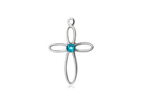 Birthstone Sterling Silver Loop Cross Pendant Necklace By Bliss December 1707SS-STN12-18SS