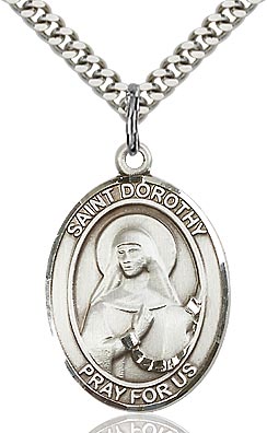 Sterling Silver St. Dorothy Oval Patron Medal Pendandt Necklace by Bliss