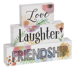 Love Laughter Friendship Stackable Wood Blocks by Ganz