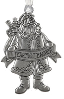 Terrific Teacher Metal Santa Ornament Ganz EX25927