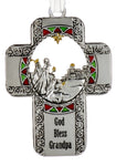 God Bless Grandpa Metal Cross Ornament with Three Wisemen Scene