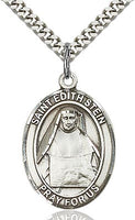 Sterling Silver St. Edith Stein Oval Patron Medal Pendant Necklace by Bliss