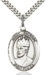 Sterling Silver St. Edward the Confessor Patron Oval Medal Pendant Necklace by Bliss