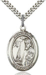 Sterling Silver St. Elmo Patron Oval Medal Pendant Necklace by Bliss