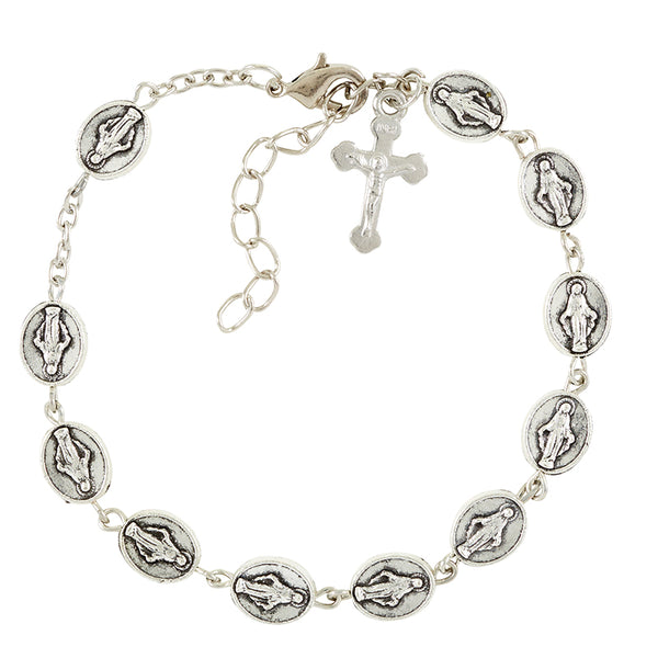 Our Lady of Grace Miraculous Medal Rosary Bracelet Autom F1034