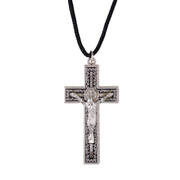 St. Benedict Crucifix on 28" Cord Necklace Autom F3217