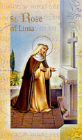 St Rose of Lima Bi-Fold Biography & Prayer Card - PACK OF TEN