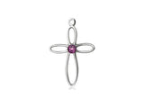 Birthstone Sterling Silver Loop Cross Pendant Necklace By Bliss February 1707SS-STN2-18SS