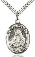 Sterling Silver St. Francis Xavier Cabrini Oval Patron Medal Pendant Necklace by Bliss