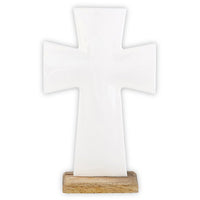 Enamel Standing Cross - White 8" By Faithworks