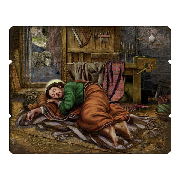 Sleeping Saint Joseph by Michael Adams Wood Pallet Sign Gerffert