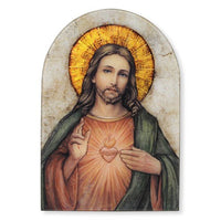 Sacred Heart of Jesus 7" Arched Plaque by Gerffert