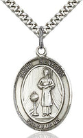 Sterling Silver St. Genesius Patron Oval Medal Pendant Necklace by Bliss Patron of Actors