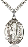 Sterling Silver St. Genevieve Oval Patron Medal Pendandt Necklace by Bliss