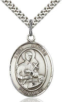 Sterling Silver St. Gerard Majella Patron Oval Medal Pendant Necklace by Bliss