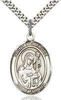 Sterling Silver St. Gertrude Oval Patron Medal Pendant Necklace by Bliss