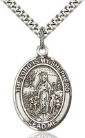 Sterling Silver Jesus, the Good Shepherd Oval Medal Pendant Necklace by Bliss