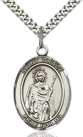 Sterling Silver St. Grace Oval Patron Medal Pendant Necklace by Bliss