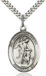 Sterling Silver Guardian Angel Oval Medal Pendant Necklace by Bliss