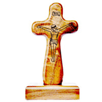 5″ Walnut Hand Crucifix with Magnetic Base Sine Cera HC01B
