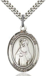 Sterling Silver St. Hildegard of Bingen Oval Patron Medal Pendant Necklace by Bliss