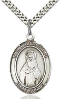 Sterling Silver St. Hildegard of Bingen Oval Patron Medal Pendant Necklace by Bliss