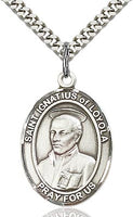 Sterling Silver St. Ignatius of Loyola Oval Medal Pendant Necklace by Bliss