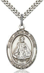 Sterling Silver Infant of Prague Oval Medal Pendant Necklace by Bliss