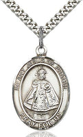 Sterling Silver Infant of Prague Oval Medal Pendant Necklace by Bliss