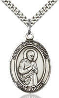 Sterling Silver St. Isaac Jogues Oval Medal Pendant Necklace by Bliss