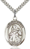 Sterling Silver St. Isaiah Patron Oval Medal Pendant Necklace by Bliss