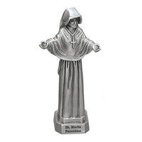 St. Maria Faustina 3.5" Pewter Statue Figure by Jeweled Cross JC-3063-E