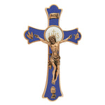 First Communion Holy Mass 8" Wall Crucifix - Blue by Jeweled Cross