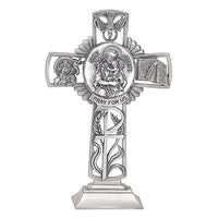 St. Joseph & Child Jesus 5" Pewter Standing Cross by Jeweled Cross Made in USA