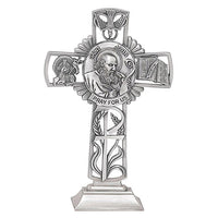 St. John the Evangelist 5" Pewter Standing Cross by Jeweled Cross