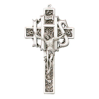 Pewter 9" Filigree IHS Wall Crucifix by Jeweled Cross
