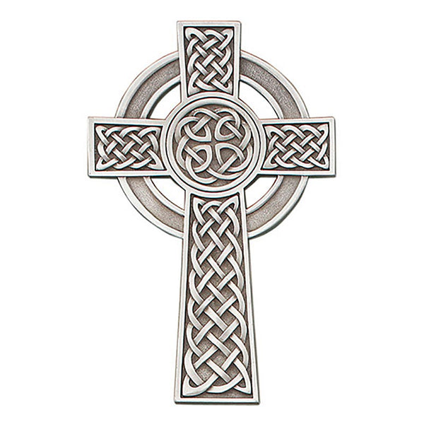 Knotted Celtic 8" Pewter Finish Wall Cross Jeweled Cross