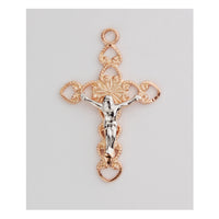 Rose Gold on Sterling Silver Two Tone Crucifix Pendant on 18" Chain by McVan MADE IN USA!