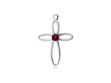 Birthstone Sterling Silver Loop Cross Pendant Necklace By Bliss January 1707SS-STN1-18SS