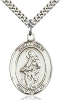 Sterling Silver St. Jane of Valois Oval Patron Medal Pendandt Necklace by Bliss
