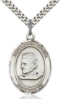 Sterling Silver St. John Bosco Patron Oval Medal Pendant Necklace by Bliss