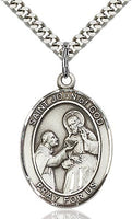 Sterling Silver St. John of God Oval Medal Pendant Necklace by Bliss