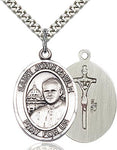 Sterling Silver St. Pope John Paul II Patron Oval Medal Pendant Necklace by Bliss